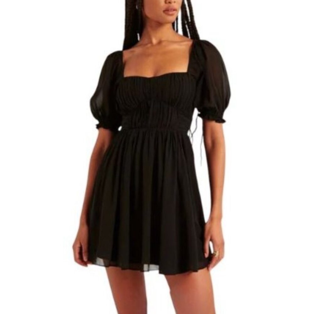 Abercrombie & Fitch Black Puff Sleeves Mini Dress Size XS 51290